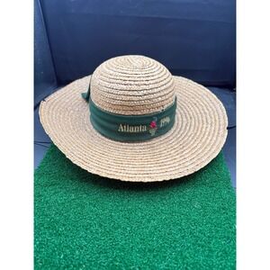 Vintage 1996 Atlanta Olympics Hat Womens Straw Green Band Olympic Games Official